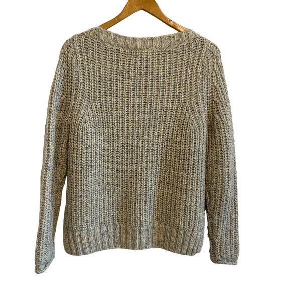 Caslon Cream Multi-Color Knit Wool Blend Wide Neck Pullover Sweater - Picture 5 of 8